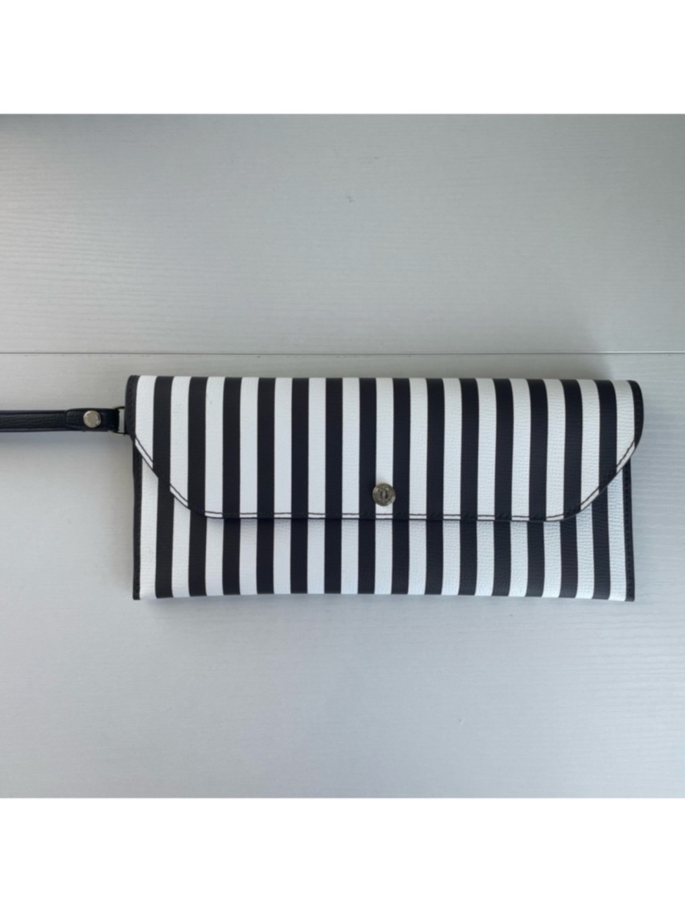 Henri Bendel Brown and White Centennial Stripe Clutch - Picture 4 of 7